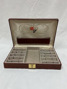 Vintage Babcock Wood Valet Cufflink & Jewelry Storage Box Locking Case